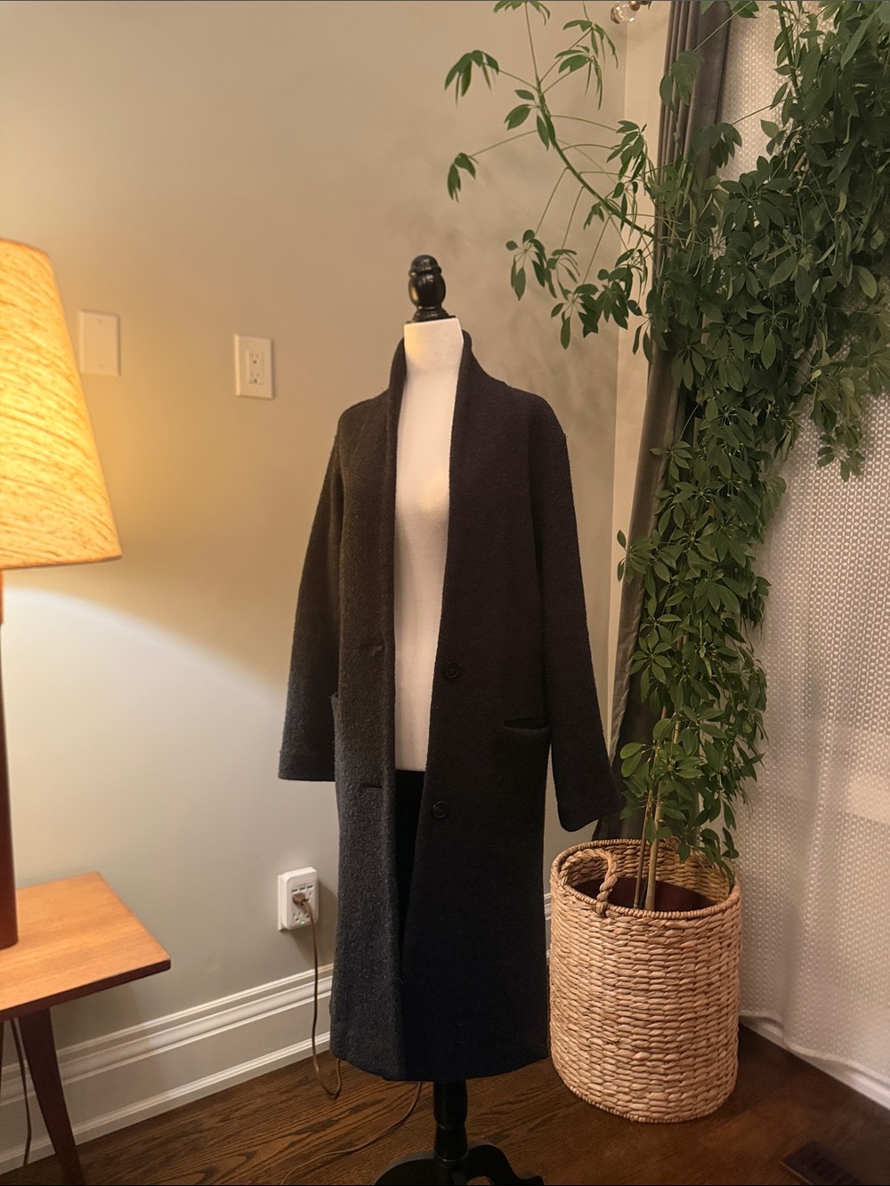 Aritzia charcoal Long Open-Front Cardigan Coat